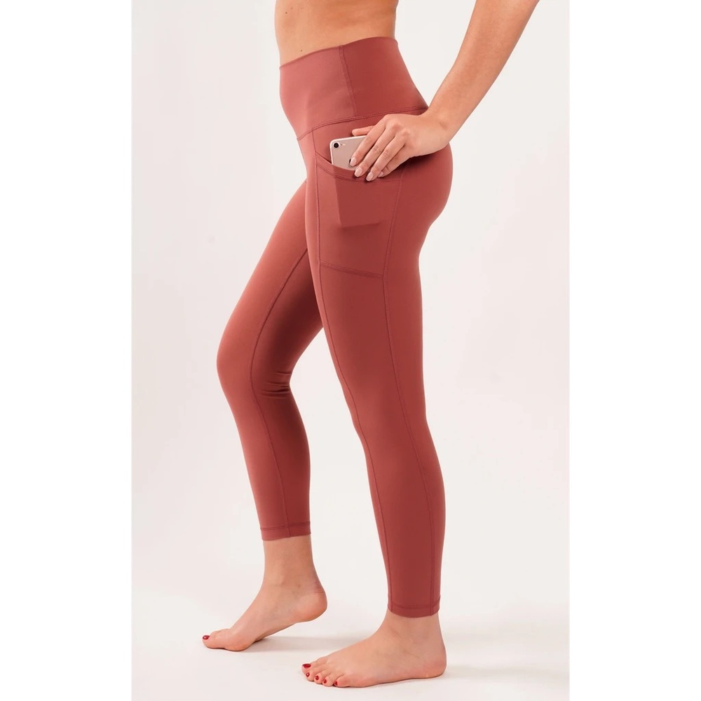 90 Degree By Reflex High-Waist Pocket Leggings - Rust